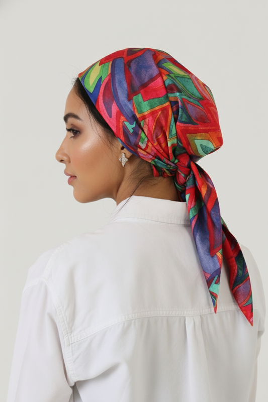 The Silk Elegance Wrap - Colorful Feather